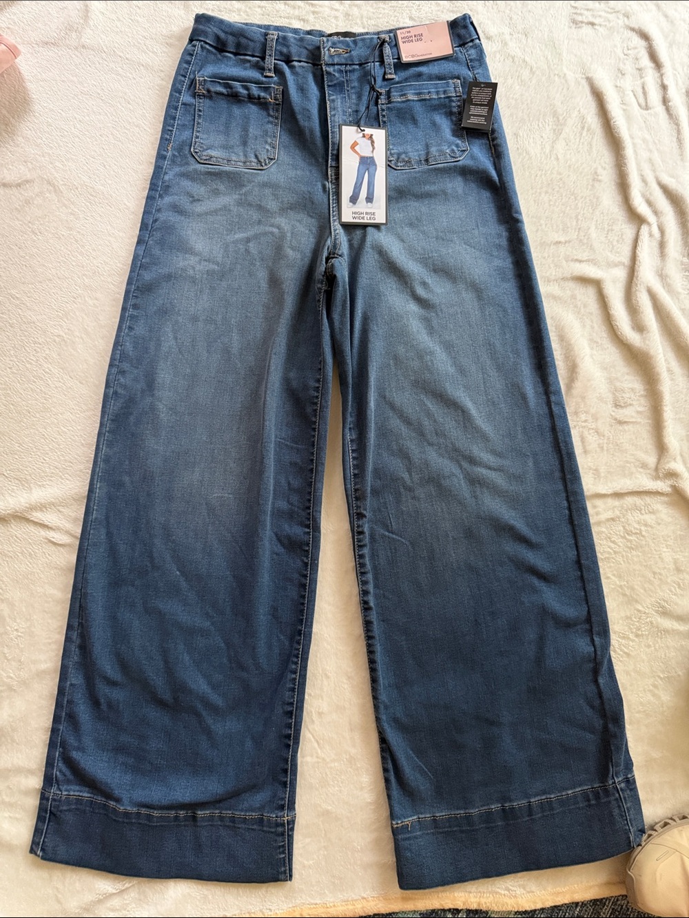 BCBGeneration Wide-Leg Flare Jeans in Dark Blue Denim